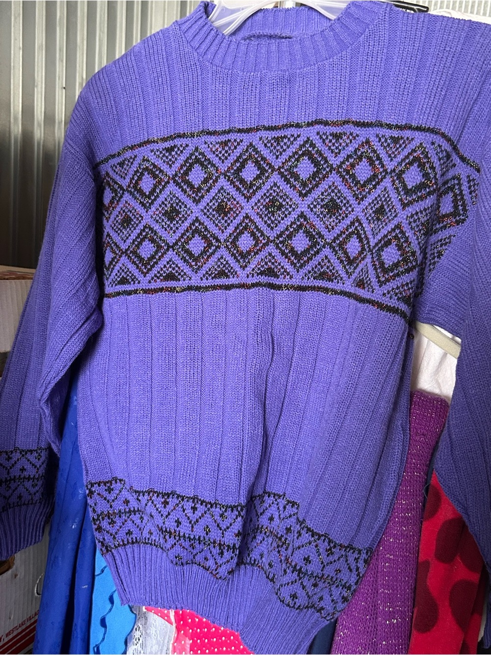 Women’s Vintage Purple and Black Sweater